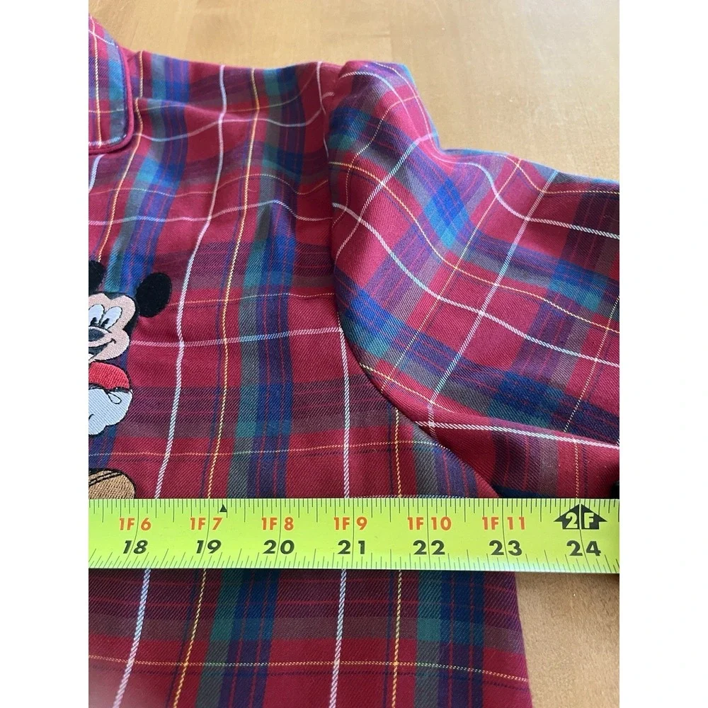 Disney Store Men's Pajama Shirt Size M Red Plaid Mickey Mouse - Picture 10 of 12